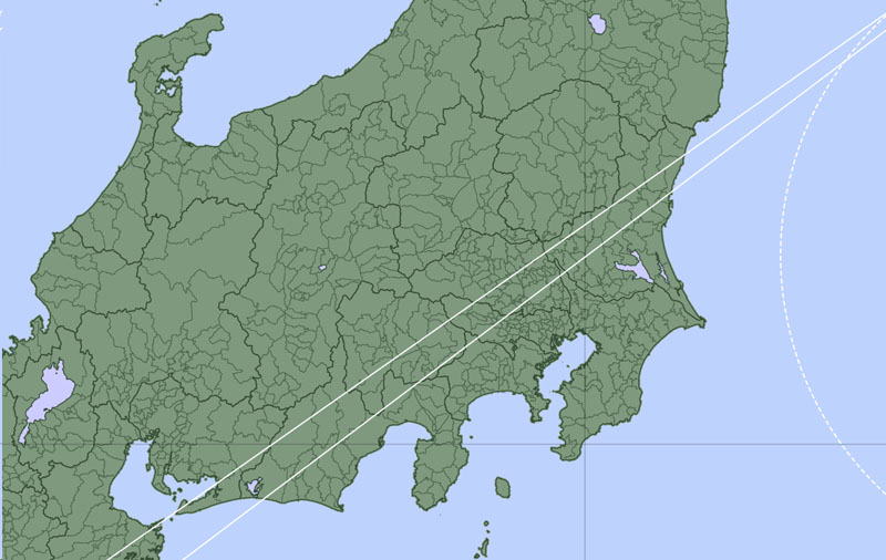 台風7号と8号の予報円、自治体各エリア表示＝26日午前5時時点（気象庁より）