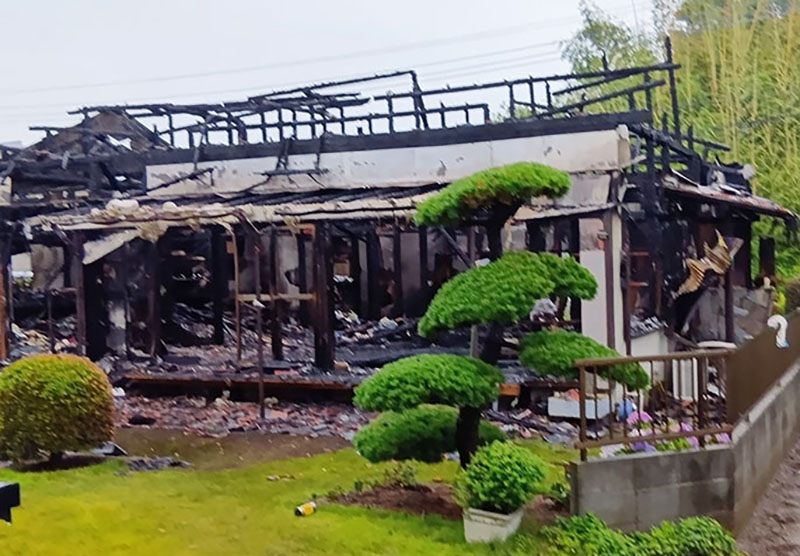 木造平屋の住宅が全焼した火災現場