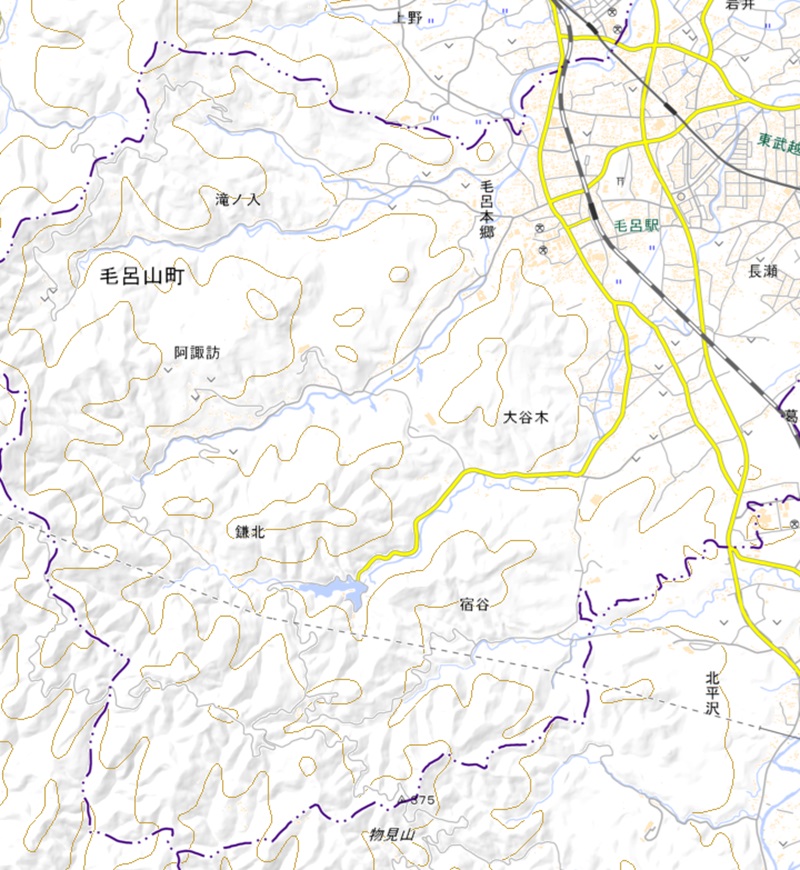 毛呂山町阿諏訪周辺（国土地理院HP参照）