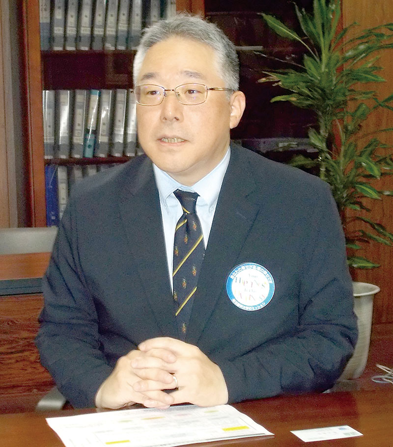 埼玉医科大学の丸木清之理事長＝毛呂山町の埼玉医科大学毛呂山キャンパス
