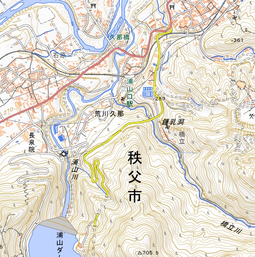 0712秩父市荒川久那周辺(国土地理院のHP参照)