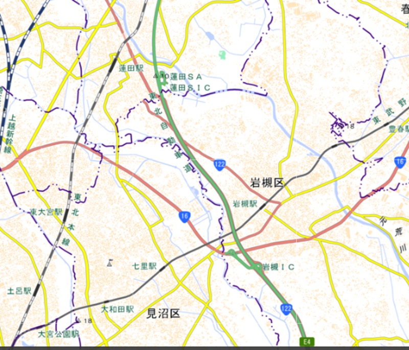 0718東北道蓮田SA周辺の地図