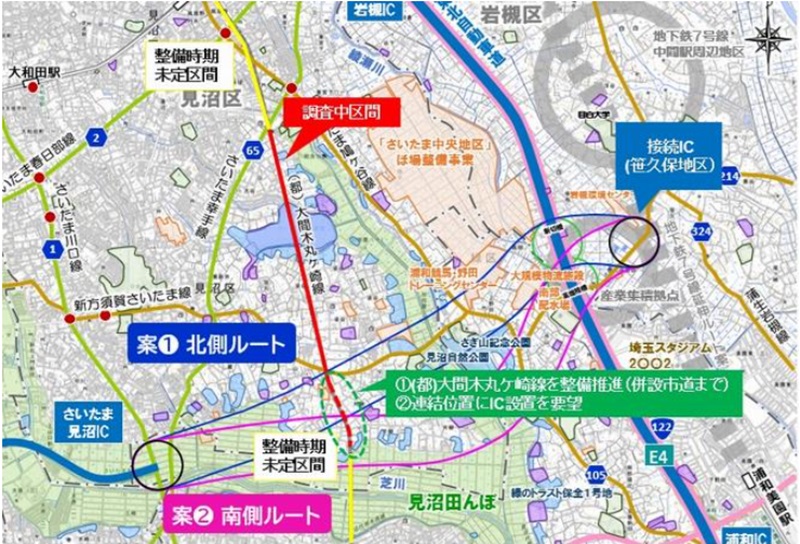 「都市計画道路・大間木丸ケ崎線の整備及び中間ICの設置要望について」（さいたま市のHP参照）