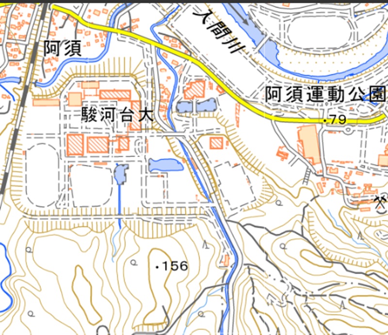 飯能市阿須周辺（国土地理院のHP参照）