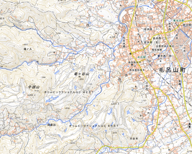 埼玉県毛呂山町阿諏訪周辺の地図（国土地理院のHP参照）