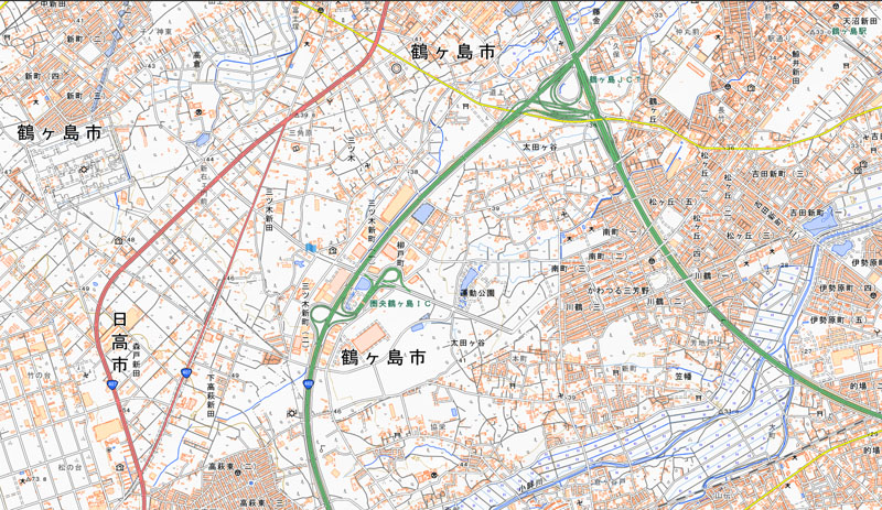 圏央鶴ヶ島IC周辺（国土地理院HPより）