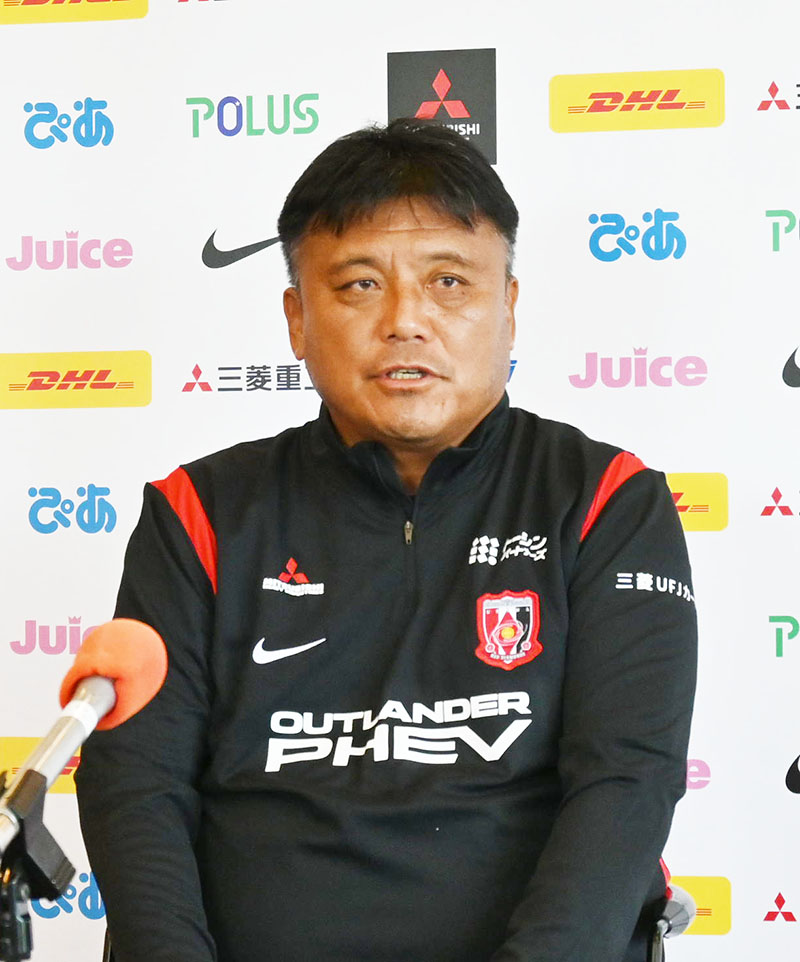 G大阪戦へ向けて意気込みを語った浦和の曺監督=5日午後、大原サッカー場