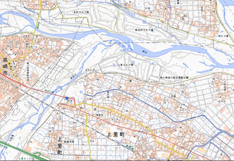 上里町金久保周辺の地図（国土地理院HPより）