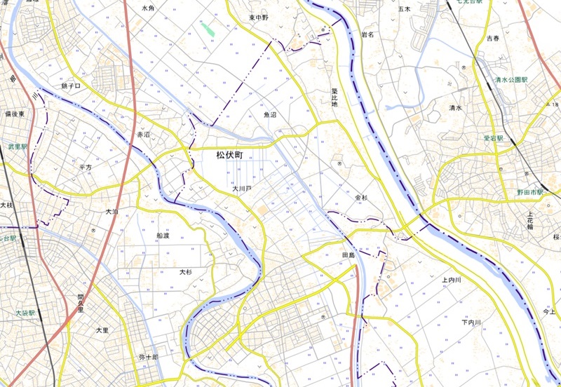 松伏町周辺の地図