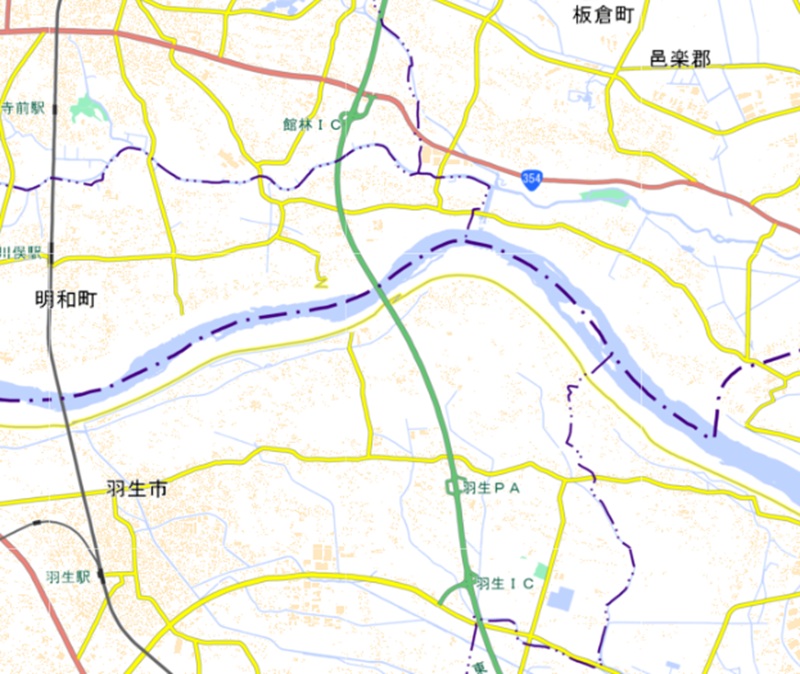 羽生IC周辺（国土地理院のHP参照）