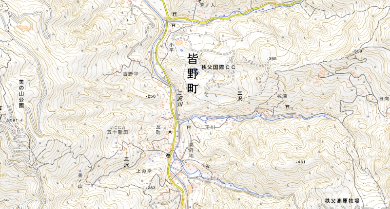 皆野町三沢周辺の地図（国土地理院HPより）
