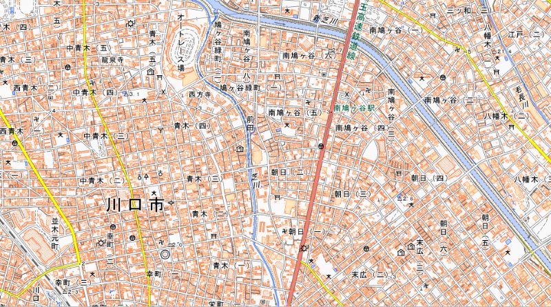 停電した地域周辺の地図（国土地理院HPより）