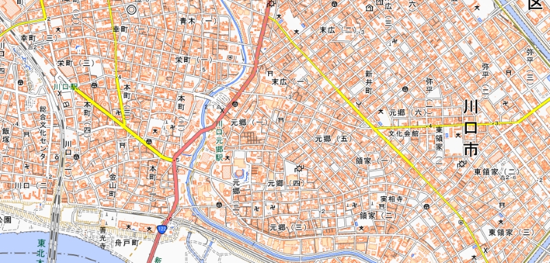 停電した地域周辺の地図（国土地理院HPより）