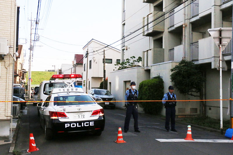 川口ケアマネP男女が死亡しているのが発見された現場付近＝6月1日午後5時ごろ、川口市飯原町