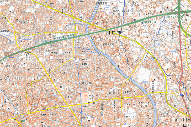 川口市芝高木の周辺（国土地理院HPより）