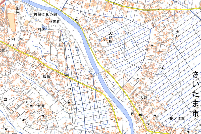 さいたま市岩槻区飯塚の周辺（国土地理院HPより）