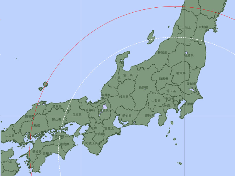台風の21日午前9時の予報円を拡大＝16日午前10時15分発表、気象庁より