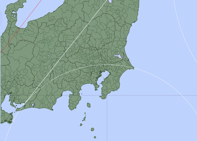 台風25号と埼玉県などを拡大。下は21日午前3時の予報円、上は22日午前3時の予報円＝17日午前3時発表、気象庁より