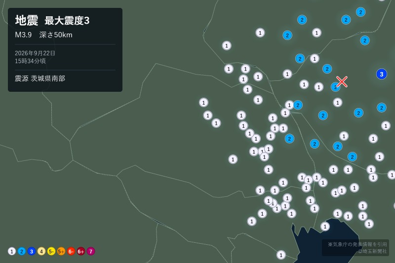 埼玉県の震度分布