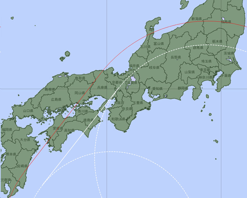 台風26号の10月1日予報円を拡大＝26日午後9時発表、気象庁より