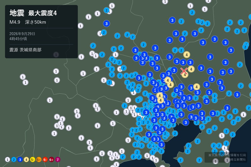 埼玉県の震度分布