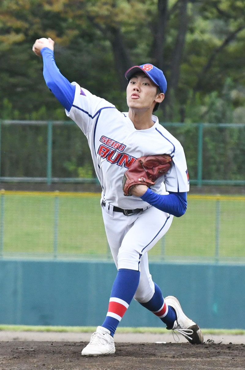 秀明英光―西武文理　6回無失点と好投した西武文理の先発佐藤圭