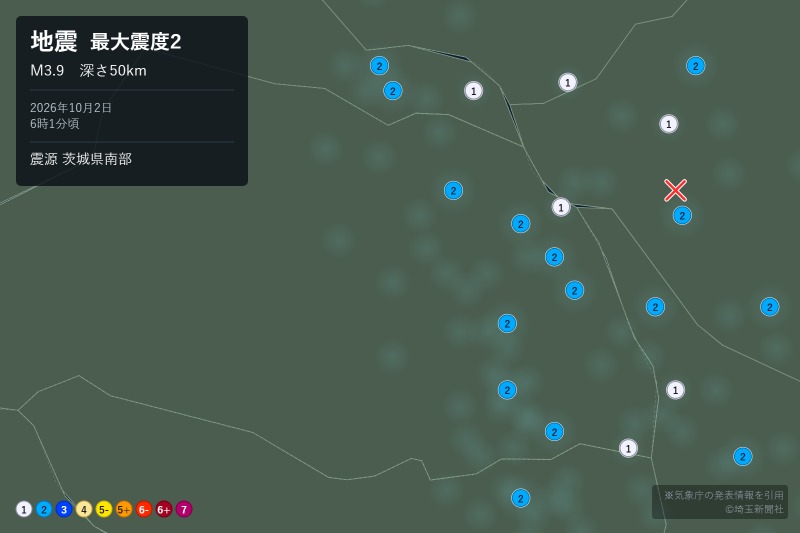 県内の震度分布の様子