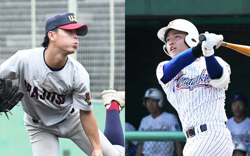 【左】先発、中継ぎをこなし、計13回2/3を投げ3失点の浦和実のエース後藤 【右】フルスイングを貫き、今大会2ホーマーの山村学園の主砲渡辺
