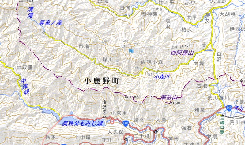【地図】小鹿野町両神小森周辺（国土地理院のHP参照）