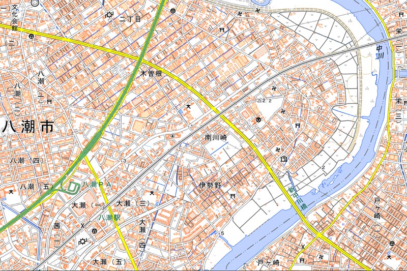 八潮市大字南川崎の周辺（国土地理院HPより）