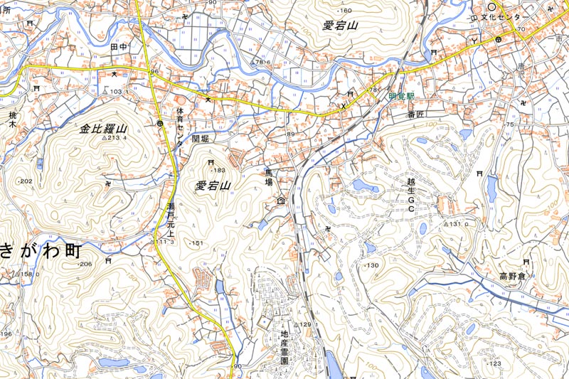 ときがわ町馬場の周辺（国土地理院HPより）