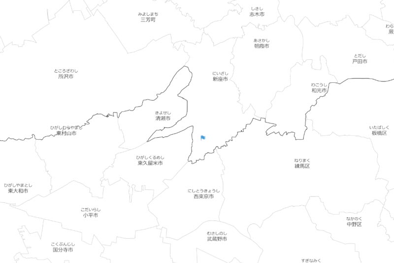 新座市石神3丁目周辺の白地図（国土地理院HPより）