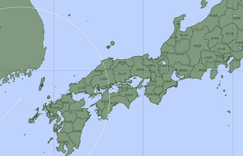台風30号の26日午前9時の予報円と埼玉県の位置＝21日午前9時発表、気象庁より
