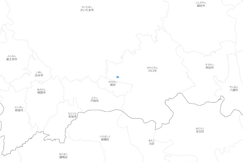 埼玉県川口市芝樋ノ爪1丁目周辺の白地図（国土地理院HPより）