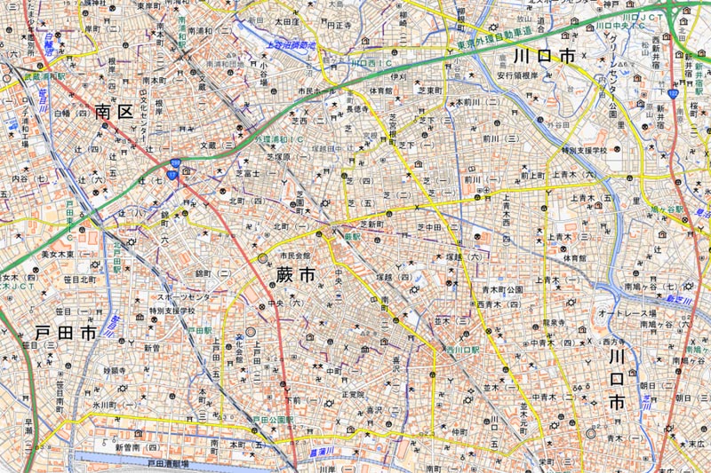 川口市芝新町の周辺（国土地理院HPより）