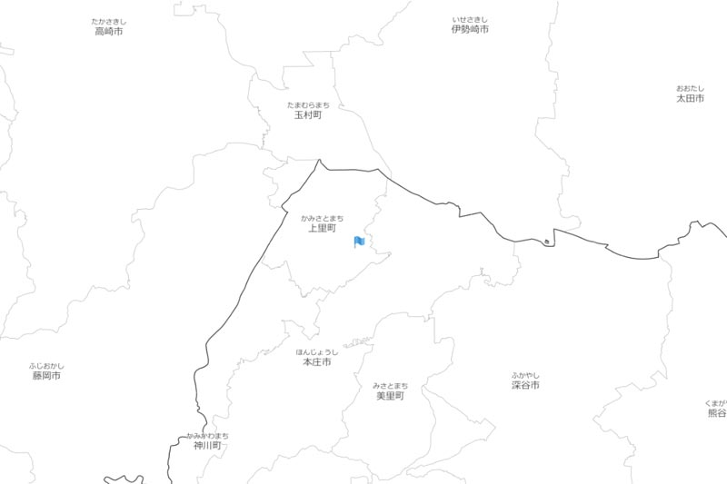 上里町大字七本木周辺の白地図（国土地理院HPより）