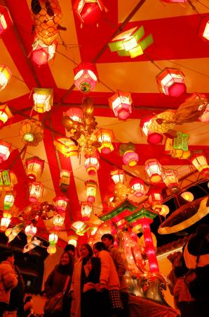 中国の春節に合わせて始まった「長崎ランタンフェスティバル」＝１０日夜、長崎市