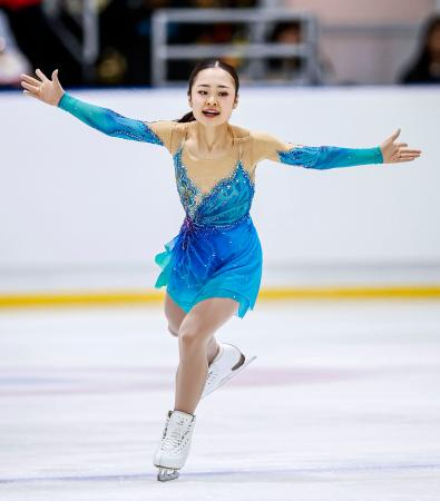 女子フリーで演技する島田麻央＝バンコク（ＩＳＵ提供・ゲッティ＝共同）