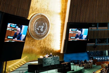 国連総会＝１２日、ニューヨーク（ロイター＝共同）