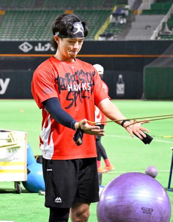 調整するソフトバンク・上沢＝みずほペイペイドーム