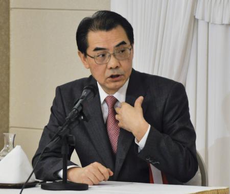 講演する中国の呉江浩駐日大使＝２４日午後、東京都千代田区