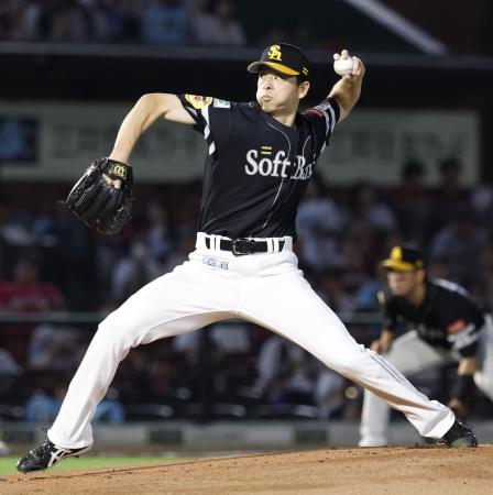 楽天戦に先発したソフトバンク・大関＝楽天モバイルパーク