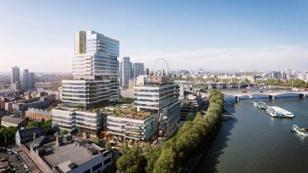 三菱地所がロンドン中心部に建設する大規模オフィス・商業ビルのイメージ図（同社提供・共同）　