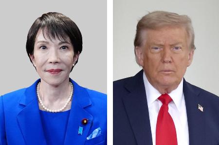 自民党の高市早苗総裁（左）、トランプ米大統領（ゲッティ＝共同）