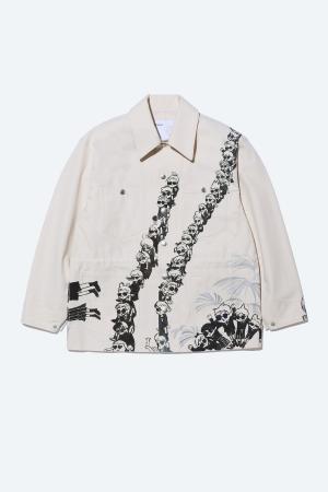 　マガジンハウス博で展示・販売される、漫画家・宮崎夏次系さんと「ＴＯＧＡ」による一点物のジャケット（提供写真）