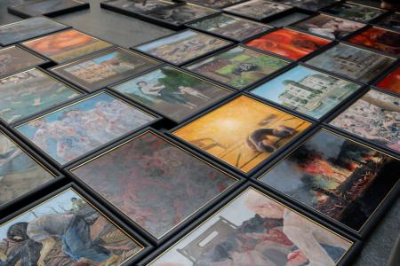 　高校生が被爆者から体験を聞き取り描いた「原爆の絵」（広島市立基町高提供）