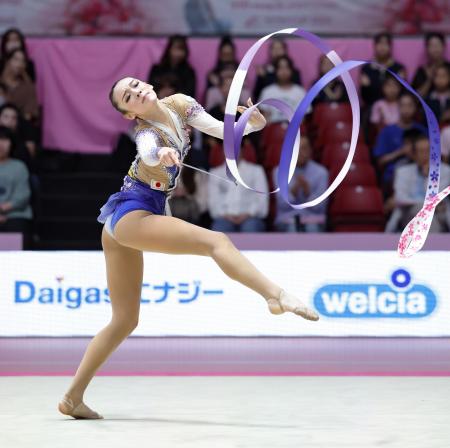 決勝後半、喜田未来乃のリボン=東京体育館