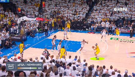 予想されるシュート確率が表示された画面（ＡＷＳ提供）