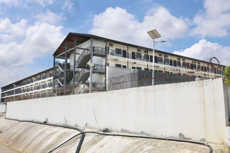 カンボジア・プノンペン近郊の犯罪組織が使っているとされる団地=16日(聯合=共同)