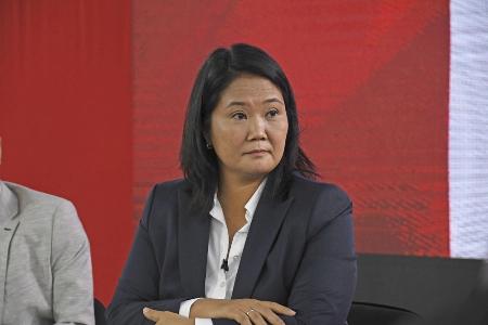 　ペルーの首都リマで記者会見するケイコ・フジモリ氏＝２０２１年